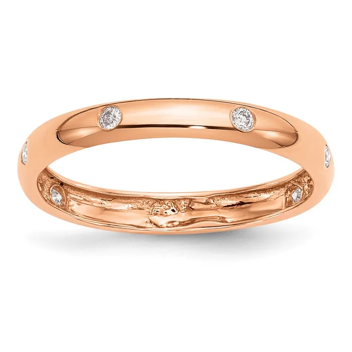 Goldiacom Rings 14k Rose Gold 6stone Real Diamond Band
