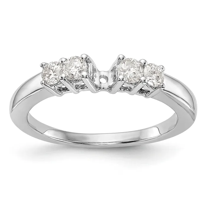 Goldiacom Rings 14K White Gold 5 Stone Diamond Peg Set Engagement Ring