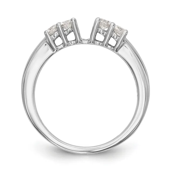 Goldiacom Rings 14K White Gold 5 Stone Diamond Peg Set Engagement Ring