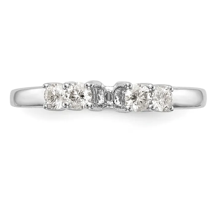 Goldiacom Rings 14K White Gold 5 Stone Diamond Peg Set Engagement Ring