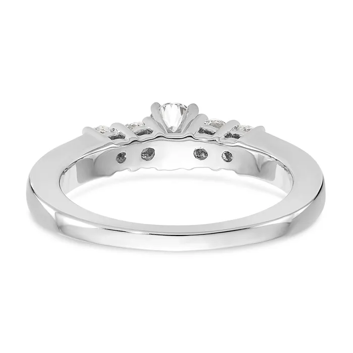 Goldiacom Rings 14K White Gold 5 Stone Diamond Peg Set Engagement Ring