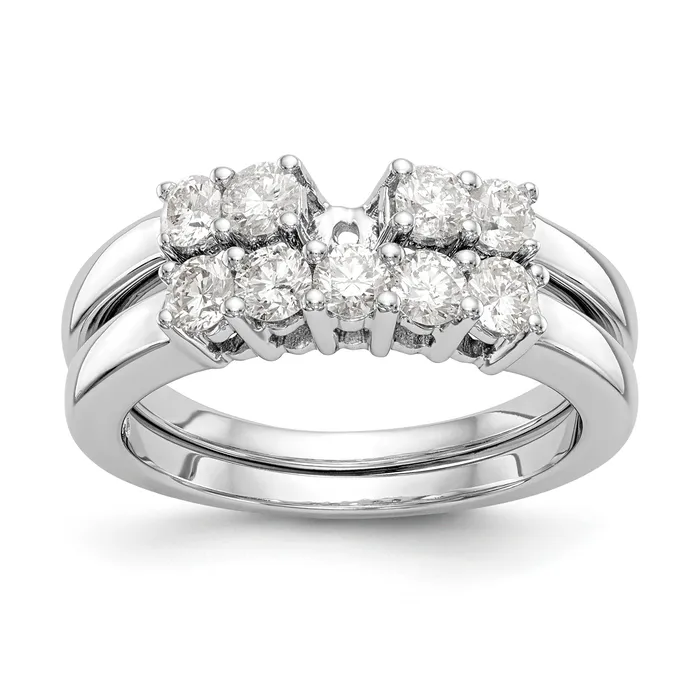 Goldiacom Rings 14K White Gold 5 Stone Diamond Peg Set Engagement Ring