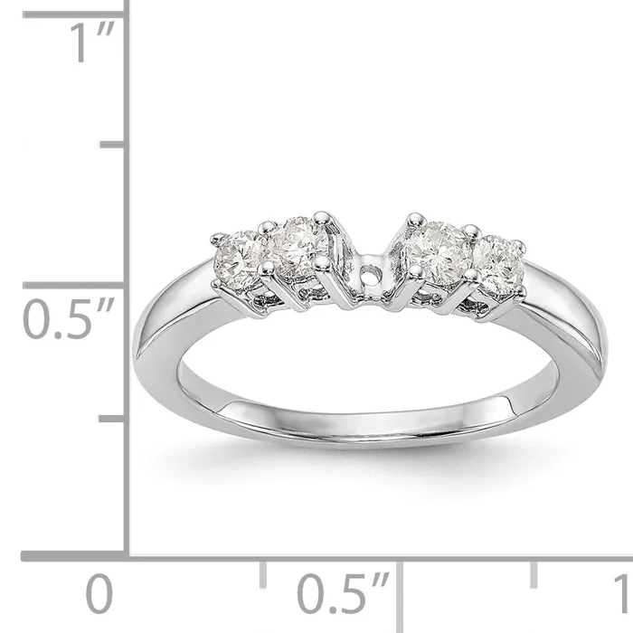 Goldiacom Rings 14K White Gold 5 Stone Diamond Peg Set Engagement Ring