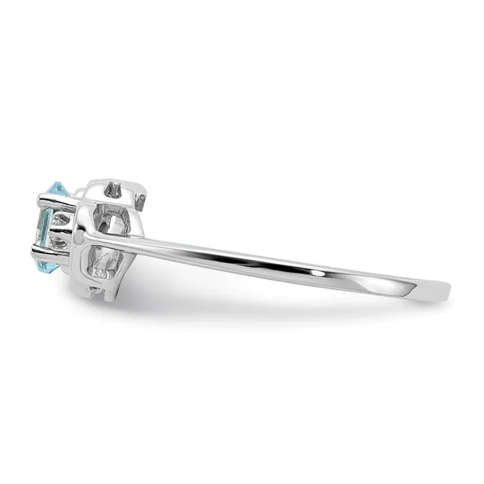 Goldiacom Rings 14k White Gold 5x3mm Oval Blue Topaz VS Real Diamond ring