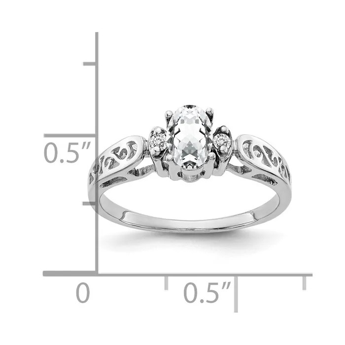 Goldiacom Rings 14k White Gold 6x4mm Oval Cubic Zirconia AAA Real Diamond ring