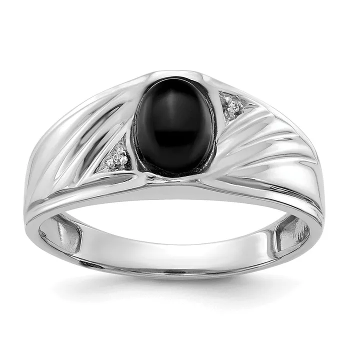 Goldiacom Rings 14k White Gold AA Real Diamond mens ring