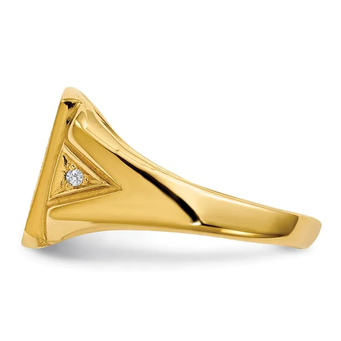 Goldiacom Rings 14K Yellow Gold 120x110mm Open Back AA Real Diamond Mens Signet Ring