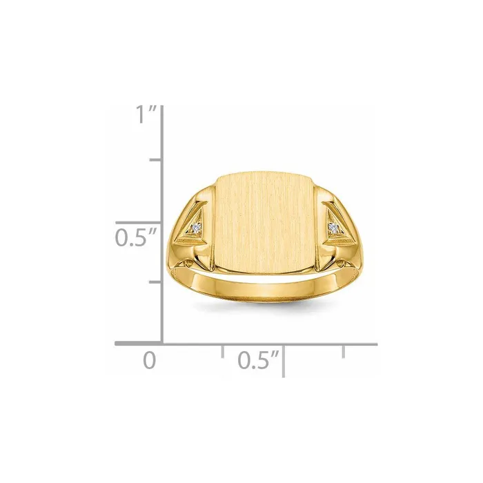 Goldiacom Rings 14K Yellow Gold 120x110mm Open Back AA Real Diamond Mens Signet Ring