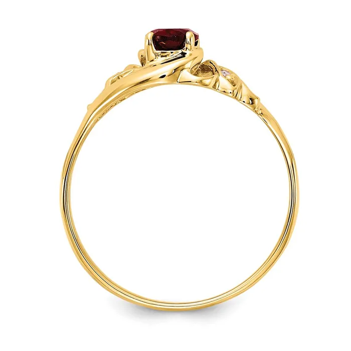 Goldiacom Rings 14K Yellow Gold 6x4mm Oval Garnet Checker VS Real Diamond ring