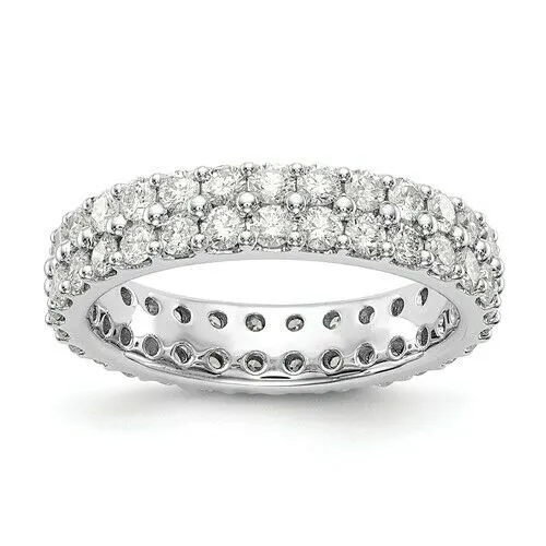 Goldiacom Rings 2 Ct REAL Diamond Double Eternity Anniversary Wedding Band Ring 14k White Gold Goldiacom Rings 2 Ct REAL Diamond Double Eternity Anniversary Wedding Band Ring 14k White Gold