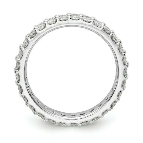 Goldiacom Rings 2 Ct REAL Diamond Double Eternity Anniversary Wedding Band Ring 14k White Gold