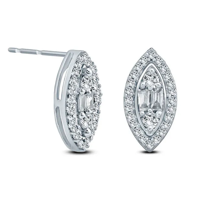 Goldia Earrings 017 CT TW Composite Diamond Marquise Frame Stud Earrings in 10K White Gold Goldia Earrings 017 CT TW Composite Diamond Marquise Frame Stud Earrings in 10K White Gold