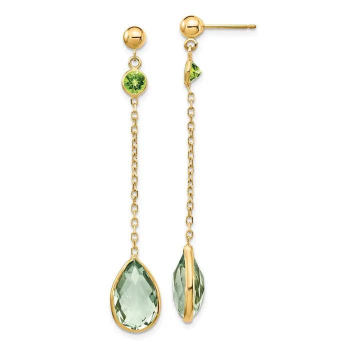 Goldia Earrings 14K Peridot and Green Quartz Post Earrings