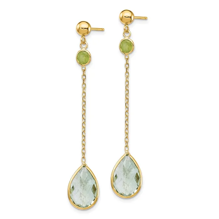 Goldia Earrings 14K Peridot and Green Quartz Post Earrings