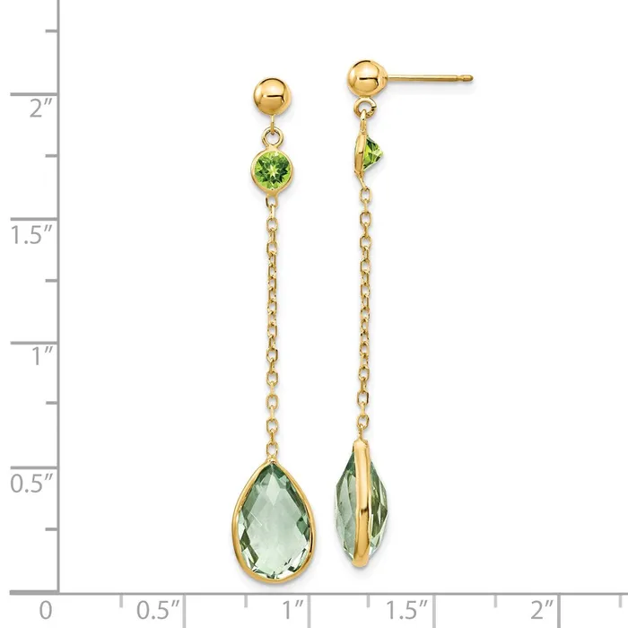 Goldia Earrings 14K Peridot and Green Quartz Post Earrings