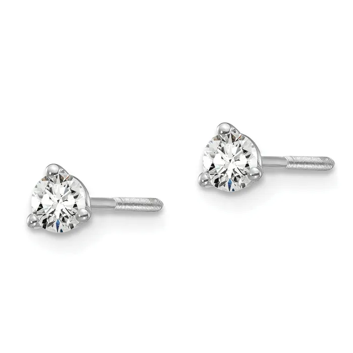 Goldia Earrings 14k White Gold 14 ctw Certified Lab Grown Diamond VSSI G Round 3 Prong Heavy Wt Screwback Stud Earrings