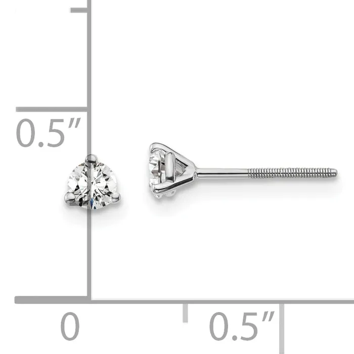 Goldia Earrings 14k White Gold 14 ctw Certified Lab Grown Diamond VSSI G Round 3 Prong Heavy Wt Screwback Stud Earrings