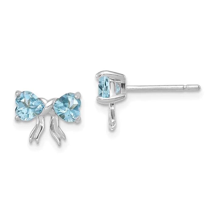 Goldia Earrings 14k White Gold Polished Light Swiss Blue Topaz Bow Post Earrings Goldia Earrings 14k White Gold Polished Light Swiss Blue Topaz Bow Post Earrings