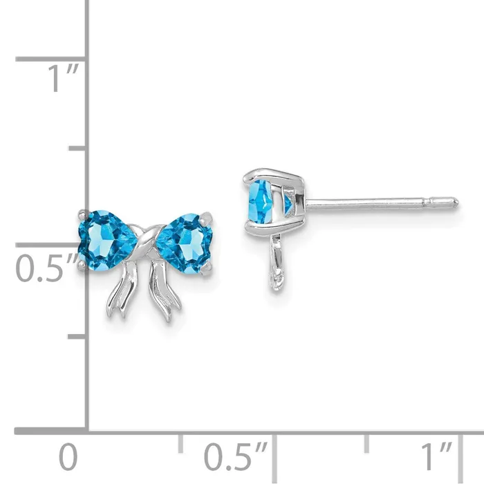 Goldia Earrings 14k White Gold Polished Light Swiss Blue Topaz Bow Post Earrings