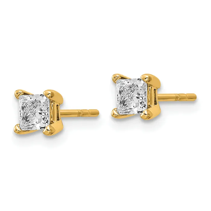 Goldia Earrings 14k Yellow Gold 23 ctw Certified Lab Grown Diamond VSSI G Princess 4 Prong Heavy Wt Stud Earrings