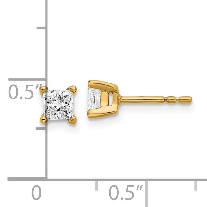Goldia Earrings 14k Yellow Gold 23 ctw Certified Lab Grown Diamond VSSI G Princess 4 Prong Heavy Wt Stud Earrings