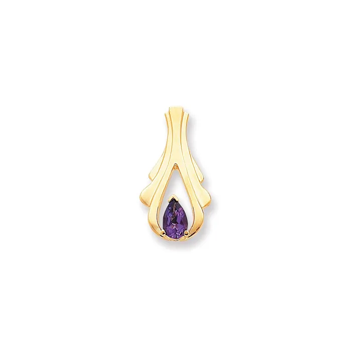 Goldia Earrings 14k Yellow Gold 8x5mm Pear Amethyst Checker slide