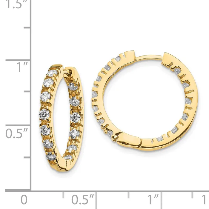 Goldia Earrings 14k Yellow Gold Real Diamond Hinged Hoop Earrings