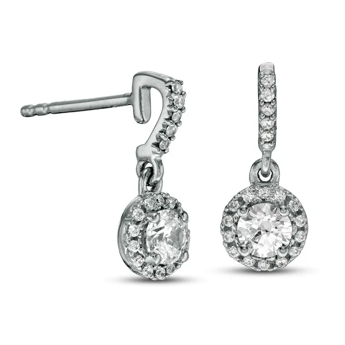 Goldia Earrings 58 T TW Diamond Frame Drop Earrings in 14K White Gold Goldia Earrings 58 T TW Diamond Frame Drop Earrings in 14K White Gold