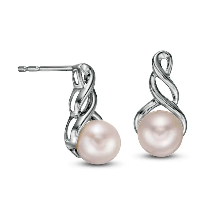 Goldia Earrings 60mm Cultured Freshwater Pearl Cascading Drop Earrings in 10K White Gold Goldia Earrings 60mm Cultured Freshwater Pearl Cascading Drop Earrings in 10K White Gold