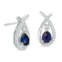 Goldia Earrings PearShaped LabCreated Blue and White Sapphire Teardrop Earrings in Sterling Silver Goldia Earrings PearShaped LabCreated Blue and White Sapphire Teardrop Earrings in Sterling Silver