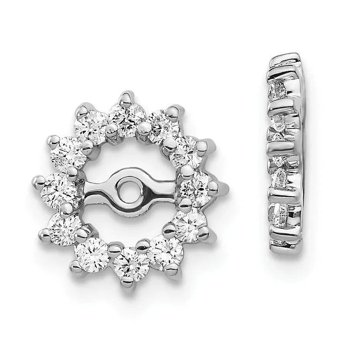 Goldia Earrings Solid 14k White Gold AA Simulated CZ Earring JacKet