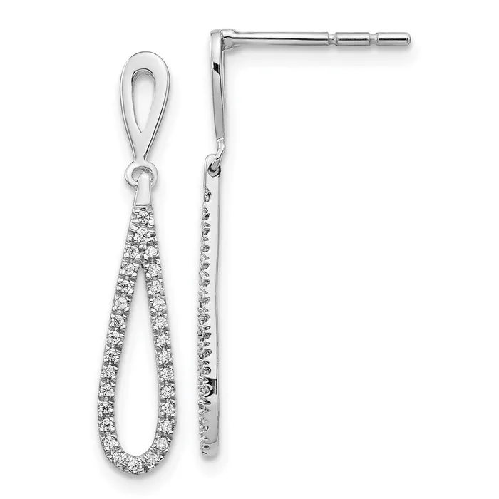 Goldia Earrings Solid 14k White Gold Polished Simulated CZ Teardrop Dangle Post Earrings Goldia Earrings Solid 14k White Gold Polished Simulated CZ Teardrop Dangle Post Earrings