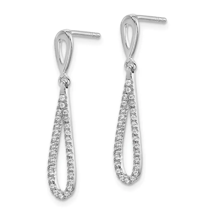 Goldia Earrings Solid 14k White Gold Polished Simulated CZ Teardrop Dangle Post Earrings
