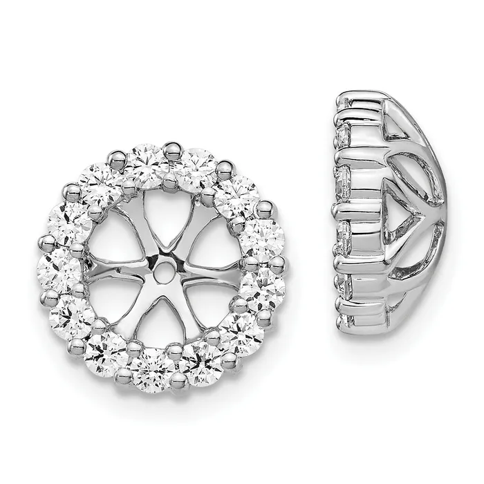 Goldia Earrings Solid 14k White Gold Simulated CZ Earring JacKets