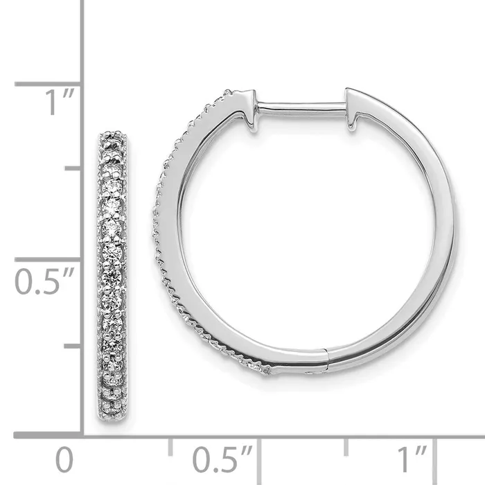 Goldia Earrings Solid 14k White Gold Simulated CZ Milgrain Hinged Hoop Earrings