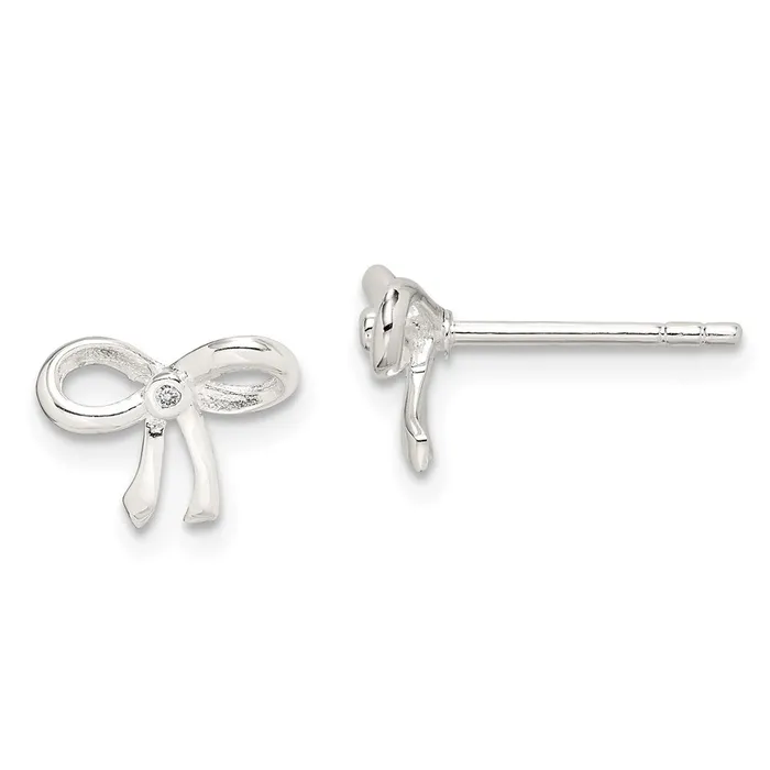 Goldia Earrings Sterling Silver Diamond Bow Post Earrings