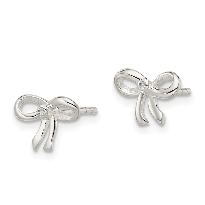 Goldia Earrings Sterling Silver Diamond Bow Post Earrings