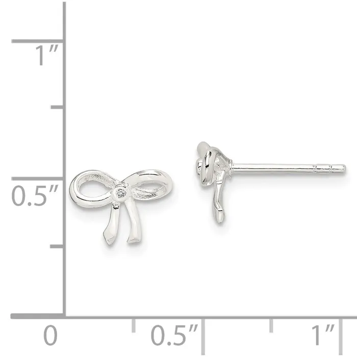 Goldia Earrings Sterling Silver Diamond Bow Post Earrings