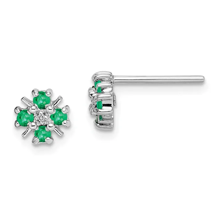 Goldia Earrings Sterling Silver Rhodium Emerald u0026 Diamond Post Earrings Goldia Earrings Sterling Silver Rhodium Emerald u0026 Diamond Post Earrings