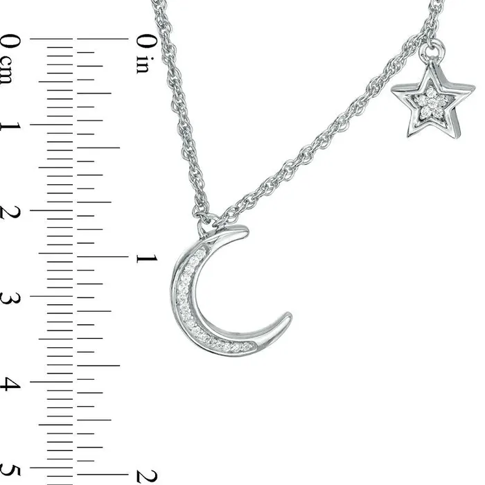 Goldia Necklaces 007 CT TW Natural Diamond Crescent Moon and Star Necklace in Sterling Silver Goldia Necklaces 007 CT TW Natural Diamond Crescent Moon and Star Necklace in Sterling Silver