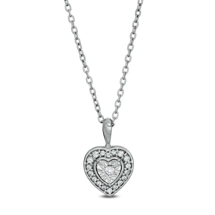Goldia Necklaces 013 CT TW Natural Diamond Frame Heart Pendant in Sterling Silver Goldia Necklaces 013 CT TW Natural Diamond Frame Heart Pendant in Sterling Silver