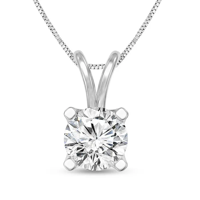 Goldia Necklaces 025 CT Certified Natural Clarity Enhanced Solitaire Pendant in 14K White Gold IVS2 Goldia Necklaces 025 CT Certified Natural Clarity Enhanced Solitaire Pendant in 14K White Gold IVS2