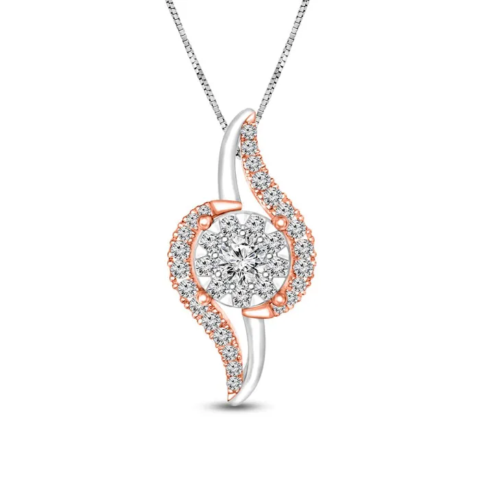 Goldia Necklaces 033 CT TW Composite Natural Diamond Flame Pendant in 10K TwoTone Gold Goldia Necklaces 033 CT TW Composite Natural Diamond Flame Pendant in 10K TwoTone Gold