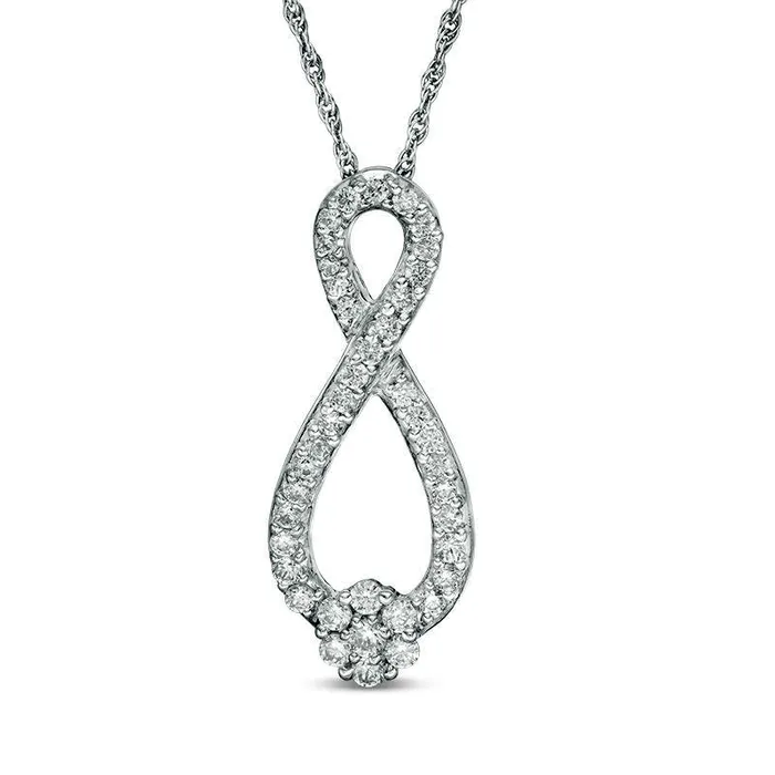Goldia Necklaces 05 CT TW Composite Natural Diamond Infinity Pendant in 10K White Gold Goldia Necklaces 05 CT TW Composite Natural Diamond Infinity Pendant in 10K White Gold