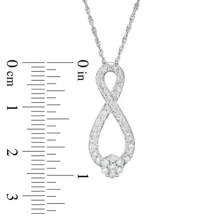 Goldia Necklaces 05 CT TW Composite Natural Diamond Infinity Pendant in 10K White Gold Goldia Necklaces 05 CT TW Composite Natural Diamond Infinity Pendant in 10K White Gold