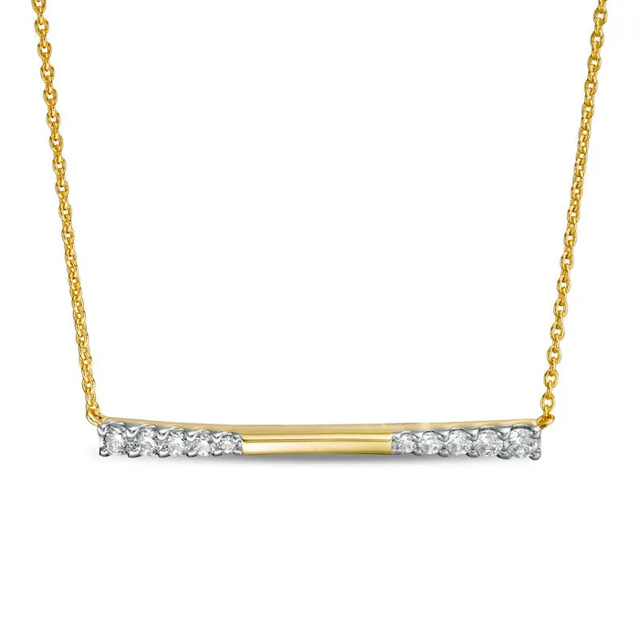 Goldia Necklaces 05 CT TW Journey Natural Diamond Sideways Bar Necklace in 10K Yellow Gold Goldia Necklaces 05 CT TW Journey Natural Diamond Sideways Bar Necklace in 10K Yellow Gold