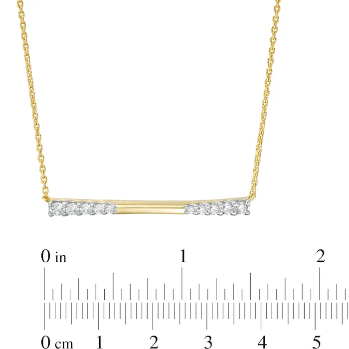 Goldia Necklaces 05 CT TW Journey Natural Diamond Sideways Bar Necklace in 10K Yellow Gold Goldia Necklaces 05 CT TW Journey Natural Diamond Sideways Bar Necklace in 10K Yellow Gold