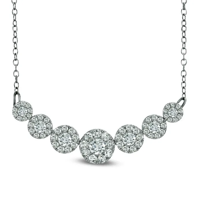 Goldia Necklaces 1 CT TW Natural Diamond Seven Stone Frame Necklace in 10K White Gold Goldia Necklaces 1 CT TW Natural Diamond Seven Stone Frame Necklace in 10K White Gold
