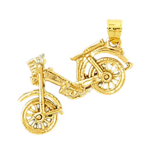 Goldia Necklaces 14K Gold 3D Motocross Pendant