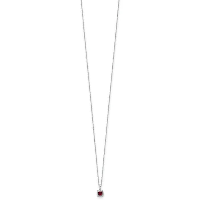 Goldia Necklaces 14k White Gold 110 Ct Lab Grown Diamond VSSI G and Created Ruby 18 inch Pendant Necklace